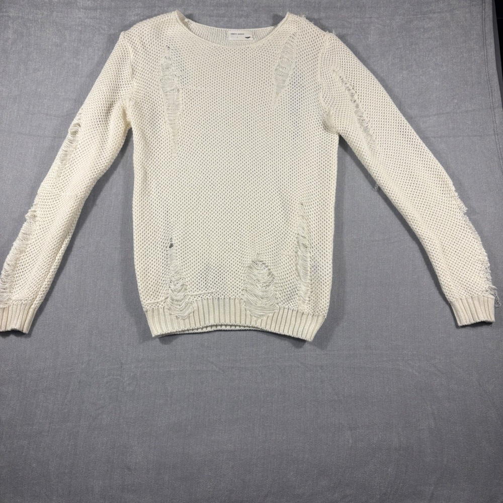 Vampire Weekend Distressed Knit Sweater Cream Off White Grunge Punk One Size F